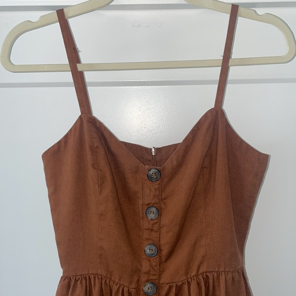 Reformation Thelma midi dress in brown linen size 2 - Picture 2 of 14
